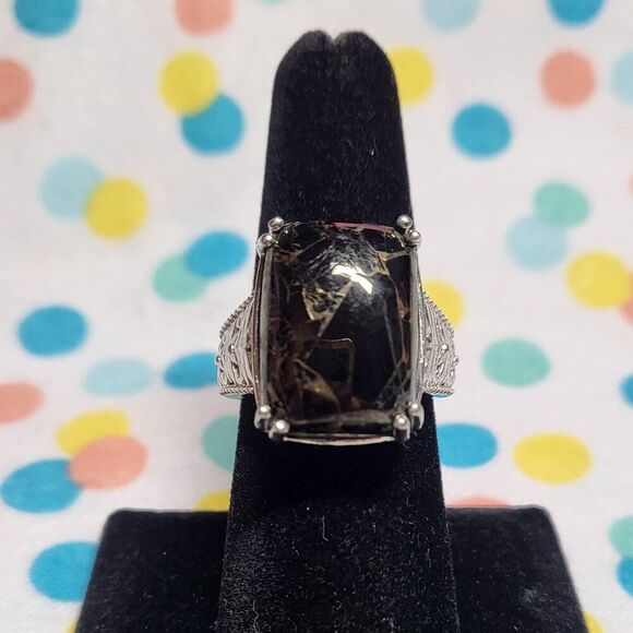 Jewelry - Matrix Silver Shungite Solitaire Copper with Magnet Ring